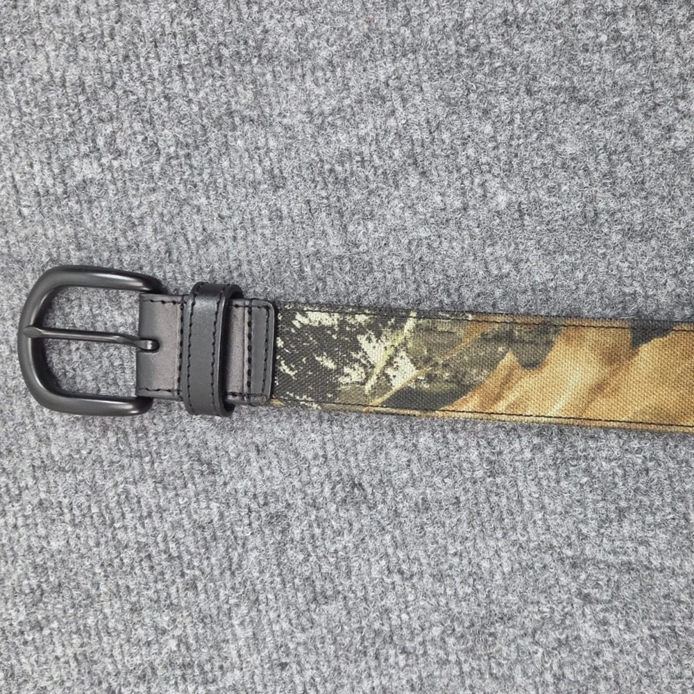 Mossy Oak Belt Mens 36 Camo Green Leather Canvas Hunting Outdoor Camouflage